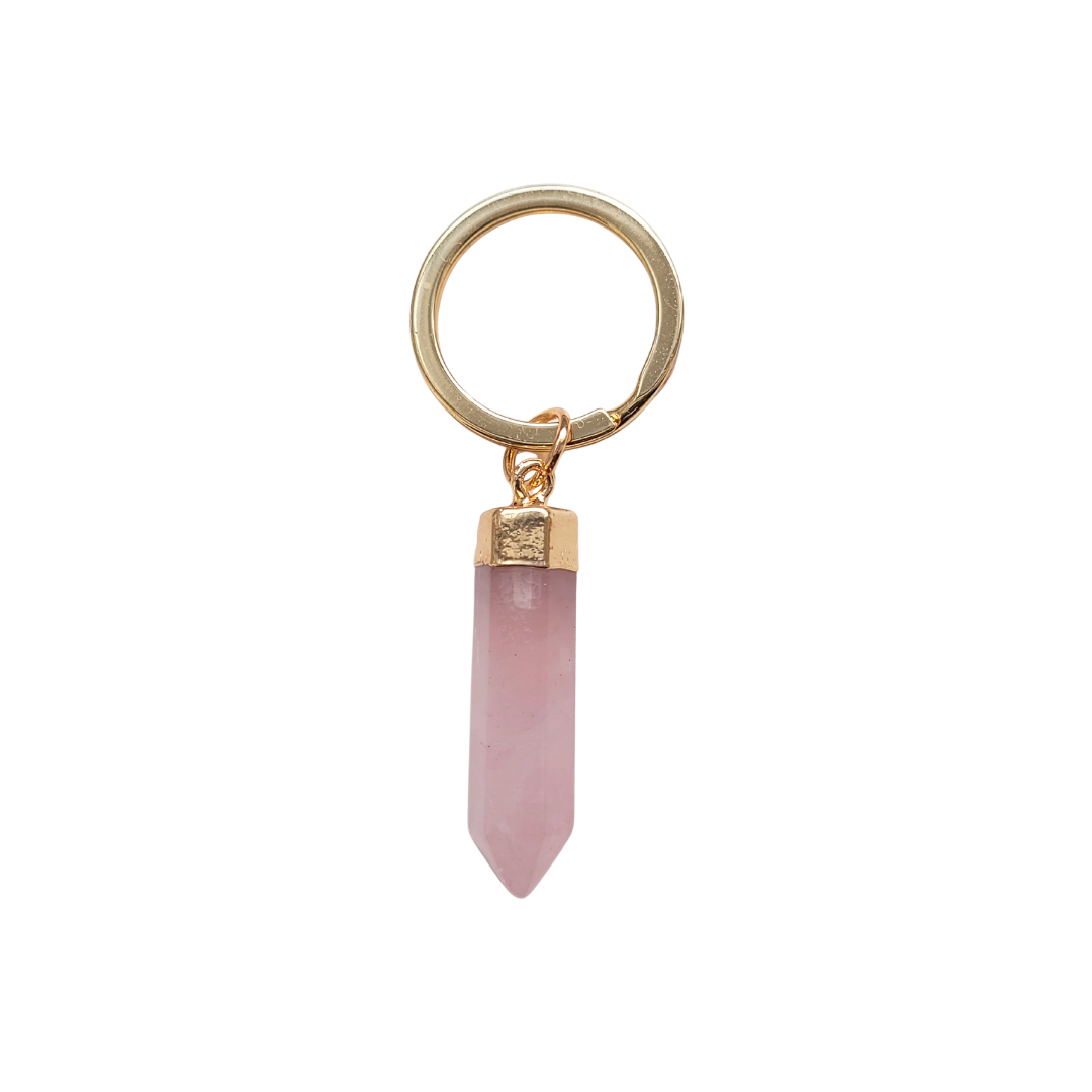 Rose Quartz Crystal Key Ring