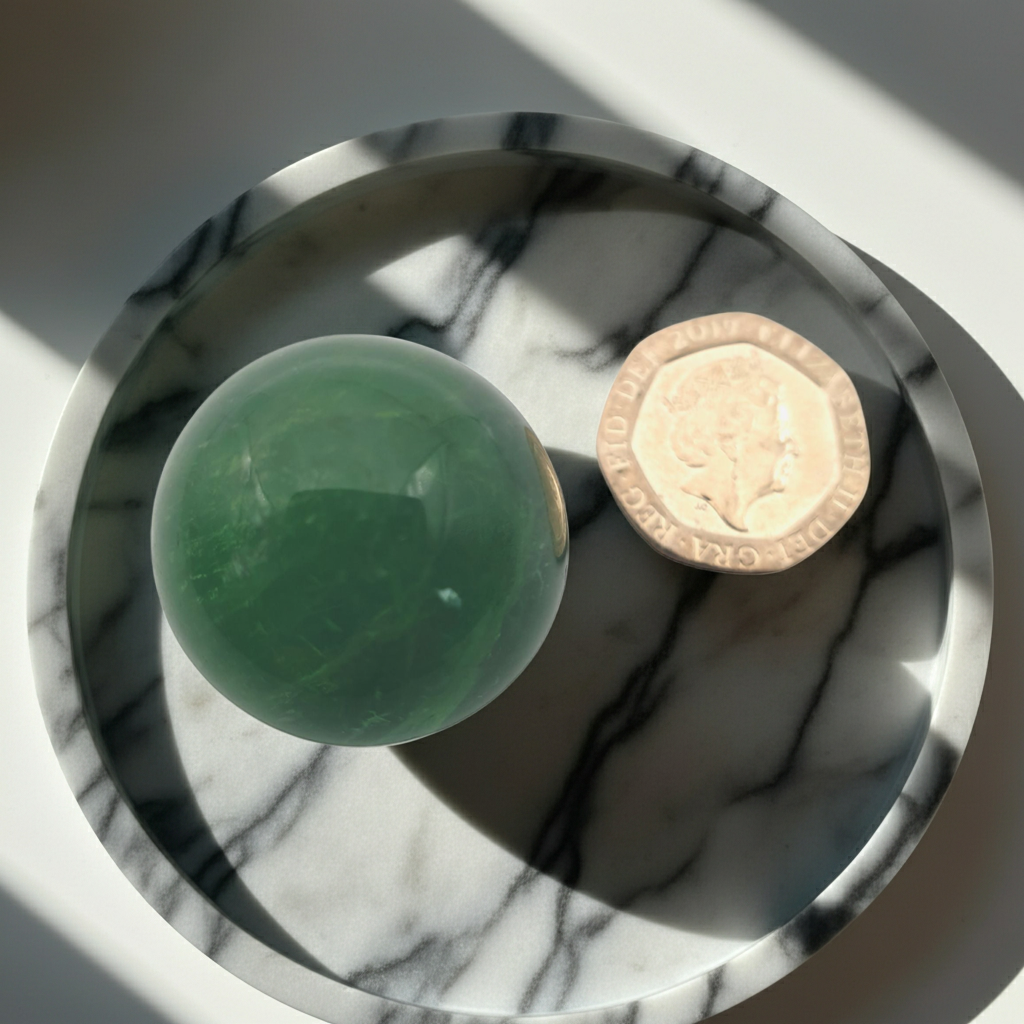 Very Small Green Fluorite Crystal Sphere