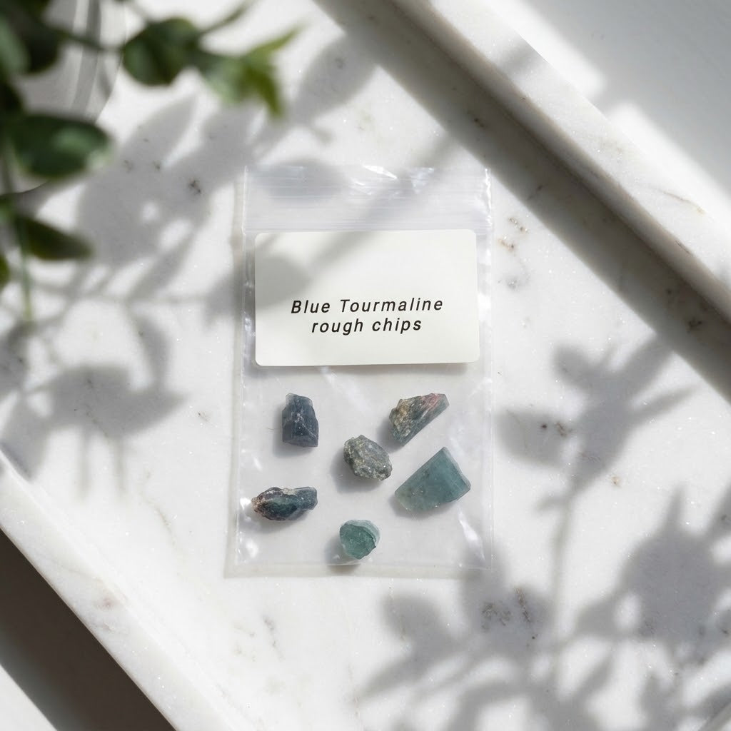 Blue Tourmaline Rough Chips 5g bag