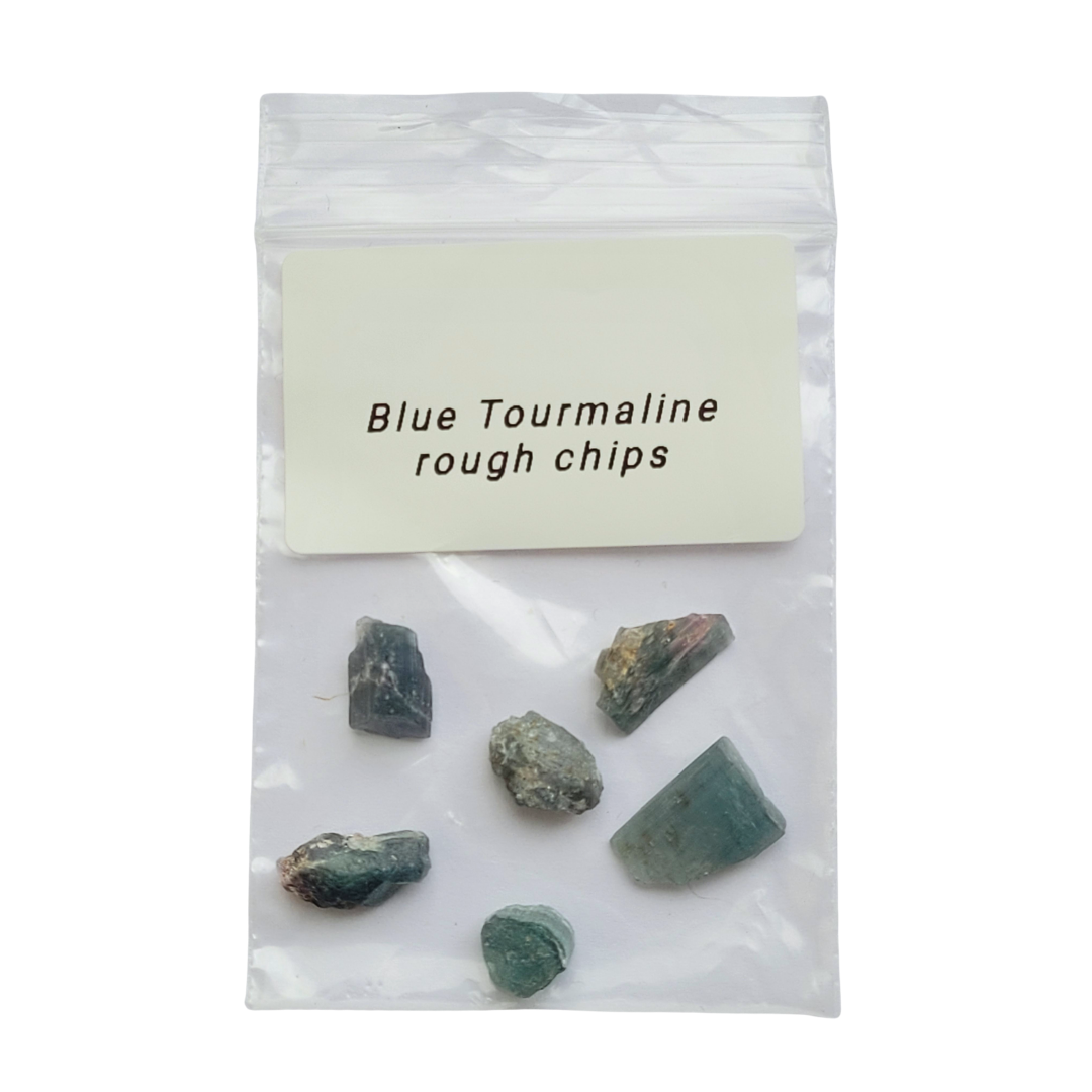 Blue Tourmaline Rough Chips 5g bag