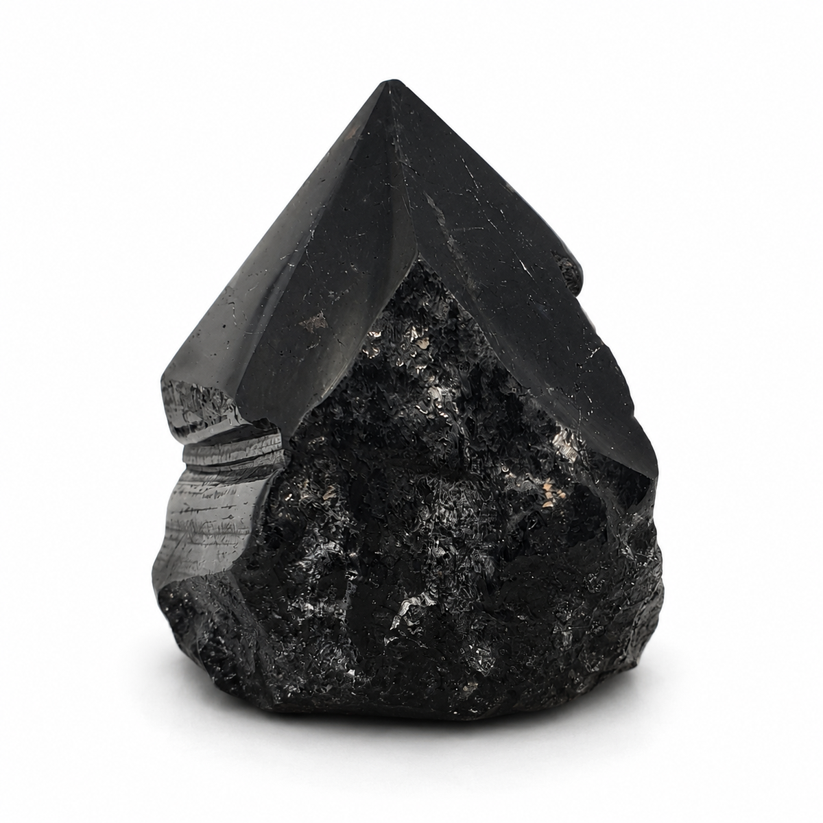 Black Tourmaline Crystal Rough Polished Point A