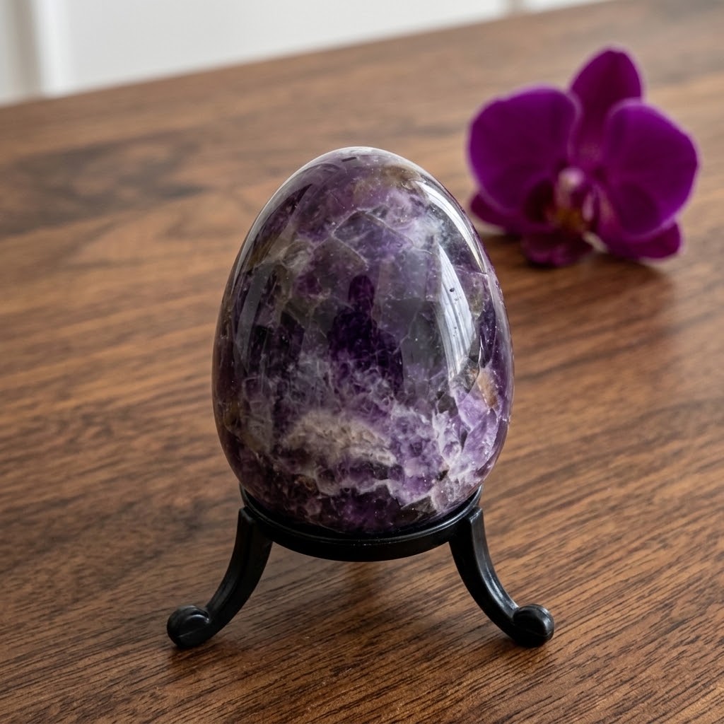Regular Chevron Amethyst Crystal Egg