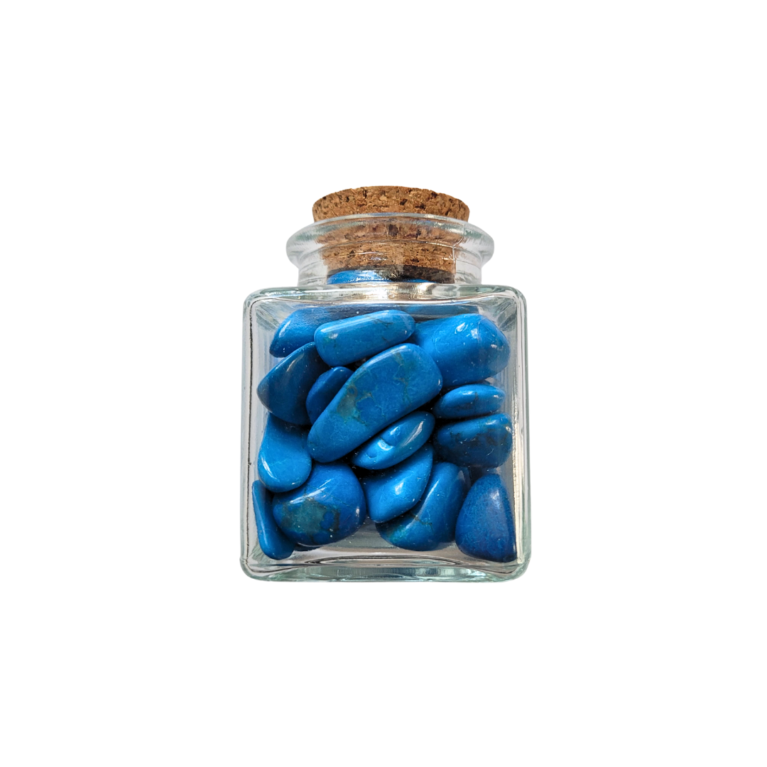 Blue Howlite Tumble Chips | 100g Glass Jar