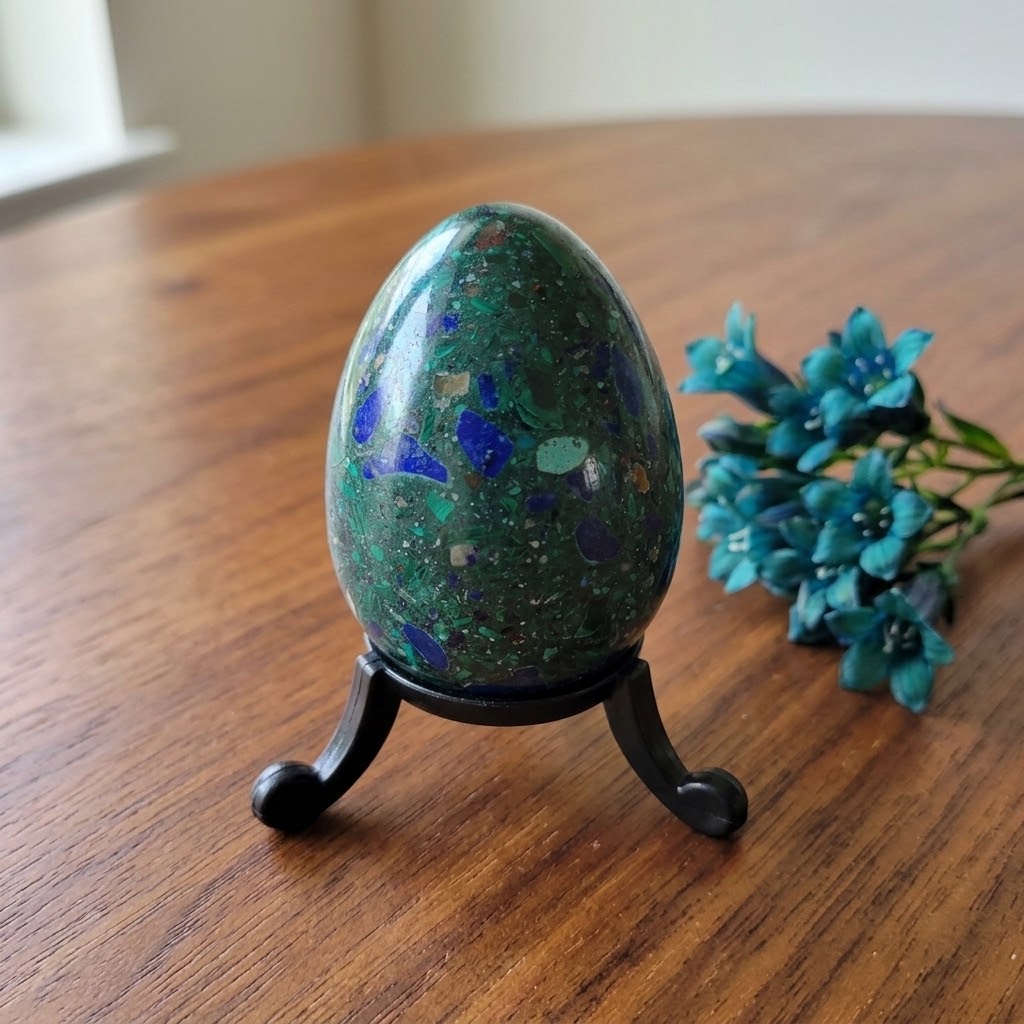Regular Malachite & Lapis Lazuli Crystal Egg