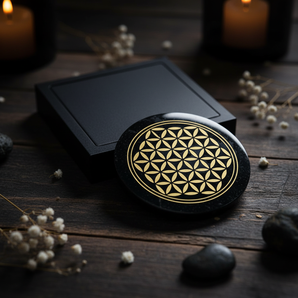 Black Obsidian Flower of Life Disc