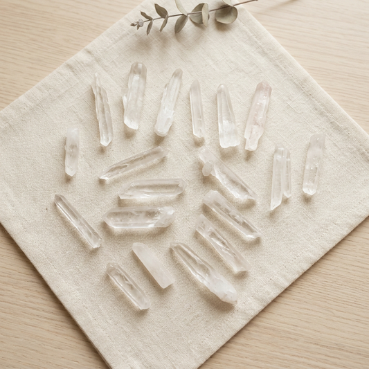 Crystal lifestyle photo on ivory linen