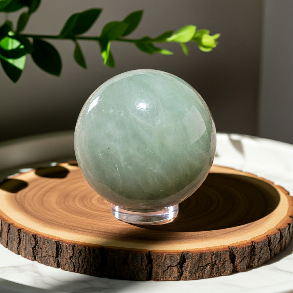 Small Green Fluorite Crystal Sphere