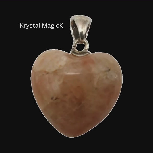 Sunstone Sterling Silver Heart Pendant