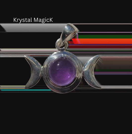 Amethyst Sterling Silver Triple Moon Pendant