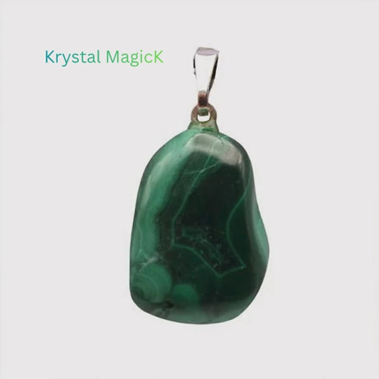 Malachite Sterling Silver Tumble Stone Pendant