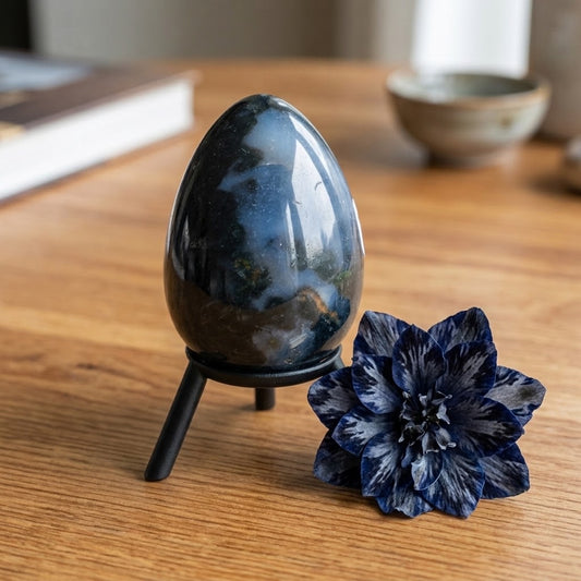 Regular Moss Agate Crystal Egg
