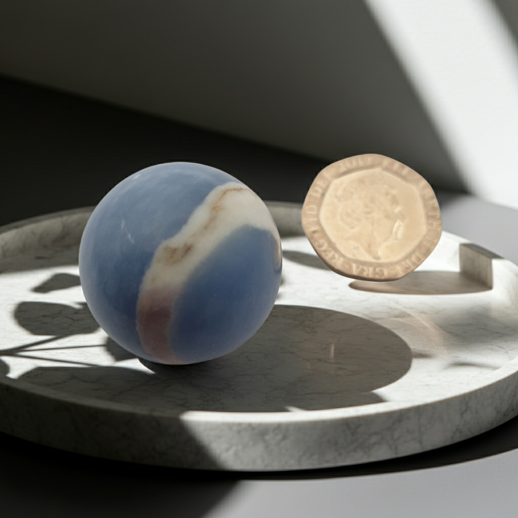 Very Small Angelite Crystal Sphere